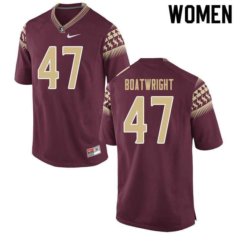 Women #47 Carter Boatwright Florida State Seminoles College Football Jerseys Sale-Garnet